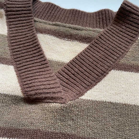 Long sleeve sweater, striped, v neck, knitted look - Picture 2 of 3